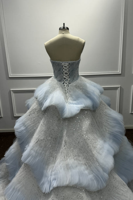 Strapless Ball Gown Prom Dress with Beadings Puffy Sequins Evening Dress - Same As Photo - Prom Dresses