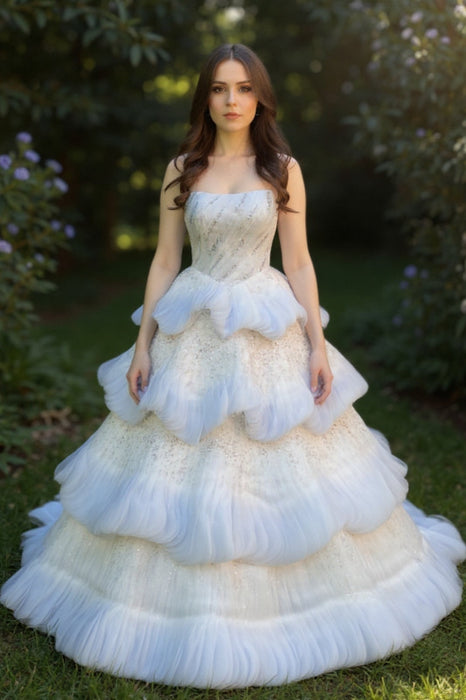 Strapless Ball Gown Prom Dress with Beadings Puffy Sequins Evening Dress - Same As Photo - Prom Dresses