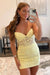 Strapless Beaded Short Yellow Lace Prom Dresses Yellow Lace Homecoming Dresses Mermaid Yellow Formal Evening Dresses - Prom Dress