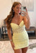 Strapless Beaded Short Yellow Lace Prom Dresses Yellow Lace Homecoming Dresses Mermaid Yellow Formal Evening Dresses - Prom Dress