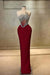 Strapless Beadings Prom Dress Mermaid Evening Gown Sleeveless Burgundy