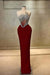 Strapless Beadings Prom Dress Mermaid Evening Gown Sleeveless Dark Burgundy