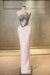 Strapless Beadings Prom Dress Mermaid Evening Gown Sleeveless Pearl Pink