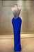 Strapless Beadings Prom Dress Mermaid Evening Gown Sleeveless Royal Blue