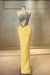 Strapless Beadings Prom Dress Mermaid Evening Gown Sleeveless Yellow