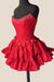 Black Corset Strapless A Line Short Homecoming Dress With Bows