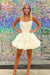 Black Corset Strapless A Line Short Homecoming Dress With Bows