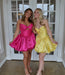 Strapless Bow Bubble Homecoming Dress Short Satin Corset Mini Dress