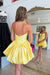 Strapless Bow Bubble Homecoming Dress Short Satin Corset Mini Dress