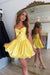 Strapless Bow Bubble Homecoming Dress Short Satin Corset Mini Dress
