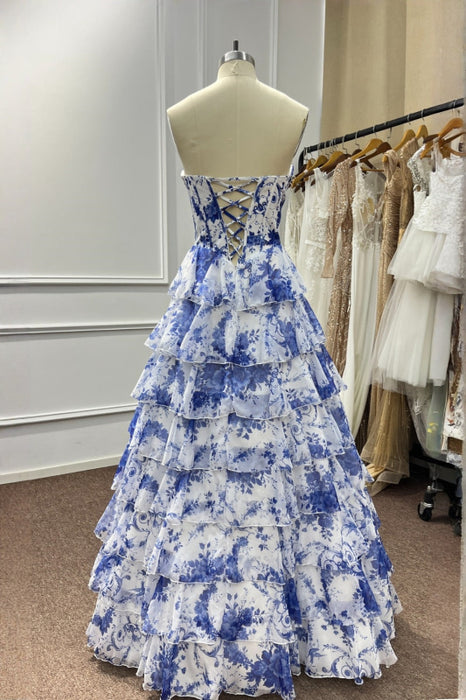 High Split Prom Dress Long Strapless Prom Dress Chiffon A-Line | Bridelily High Split Prom Dress Long Strapless Prom Dress Chiffon A-Line | Bridelily