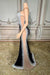 Strapless Crystals Sheath Prom Dress with High Split