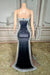 Strapless Crystals Sheath Prom Dress with High Split