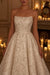 Strapless Satin High-Low Wedding Dress Backless Aline Bridal Dress with Sequins