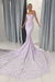 Lavender Strapless Mermaid Lace Appliques Sweetheart Wedding Dress Long Bridal Dress with Train - Wedding Dresses