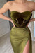 Strapless Olive Green Mermaid Evening Dress With Split