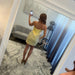 Yellow Strapless Pearl Beaded Corset Mini Prom Dress Short Bodycon Homecoming Dress
