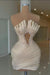 Strapless Prom Dress Evening Dress Short Pleated with Beadings