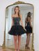 Strapless Rhinestone Corset Tiered Tulle Mini Homecoming Dress with Bow