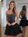 Strapless Rhinestone Corset Tiered Tulle Mini Homecoming Dress with Bow