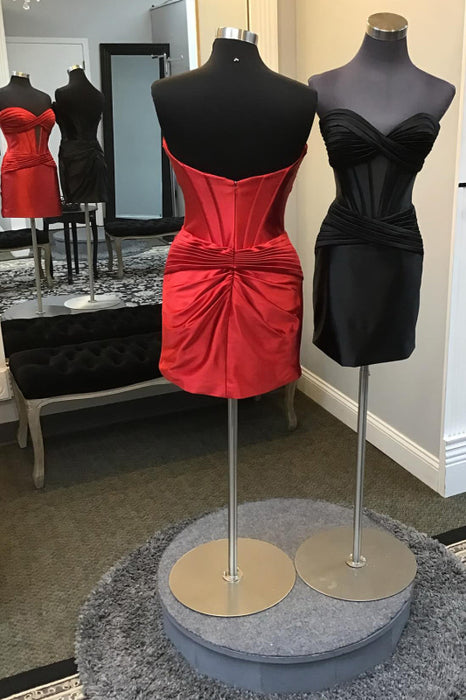 Burgundy Corset Strapless Tight Short Homecoming Dress