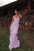 Lilac Strapless Ruffled Chiffon Prom Dresses Sweetheart Mermaid Evening Dress