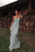 Silver Strapless Ruffled Chiffon Prom Dresses Sweetheart Mermaid Evening Dress