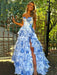 Strapless Ruffles Chiffon A-Line Long Prom Dresses - Dress