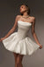 White Strapless Satin Corset Short Homecoming Dress Aline with Ruffles