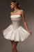White Strapless Satin Corset Short Homecoming Dress Aline with Ruffles