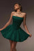 Dark Green Strapless Satin Corset Short Homecoming Dress Aline with Ruffles
