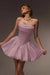 Dusty Pink Strapless Satin Corset Short Homecoming Dress Aline with Ruffles
