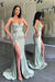 Strapless Satin Sage Prom Dress Sweetheart Side Split Evening Dress