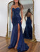 Strapless Sequin Prom Dress Sweetheart Mermaid Party Dress with Split