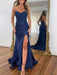 Strapless Sequin Prom Dress Sweetheart Mermaid Party Dress with Split
