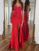 Red Strapless Sequin Prom Dress Sweetheart Mermaid Party Dress with Split