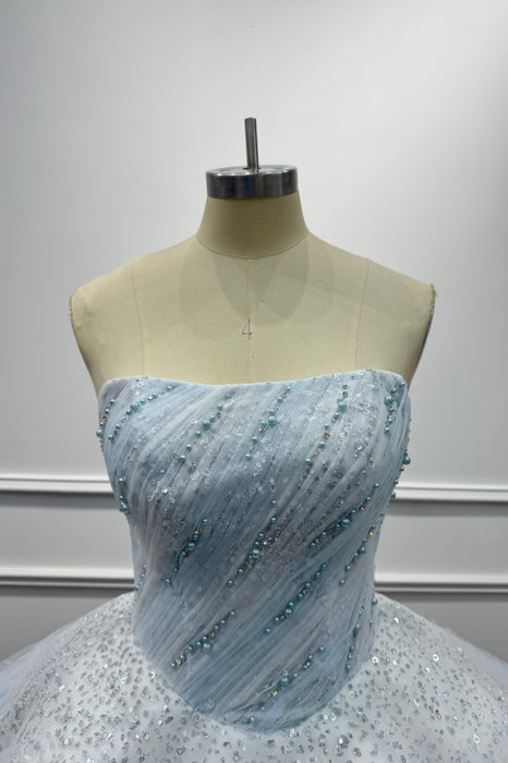 Strapless Sequins Ball Gown Short Prom Dress with Beadings - Same As Photo - Prom Dresses