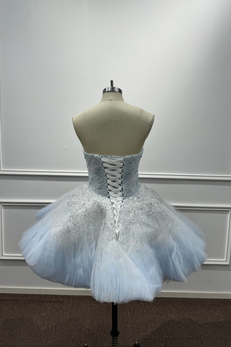 Strapless Sequins Ball Gown Short Prom Dress with Beadings - Same As Photo - Prom Dresses