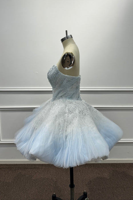 Strapless Sequins Ball Gown Short Prom Dress with Beadings - Same As Photo - Prom Dresses