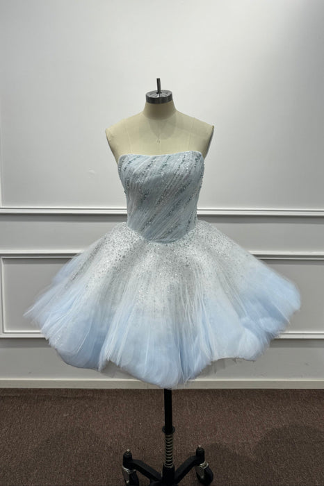 Strapless Sequins Ball Gown Short Prom Dress with Beadings - Same As Photo - Prom Dresses