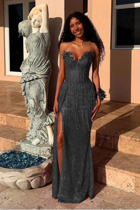 Sweetheart Mermaid Prom Dress Sequins Evening Dress with Side Split