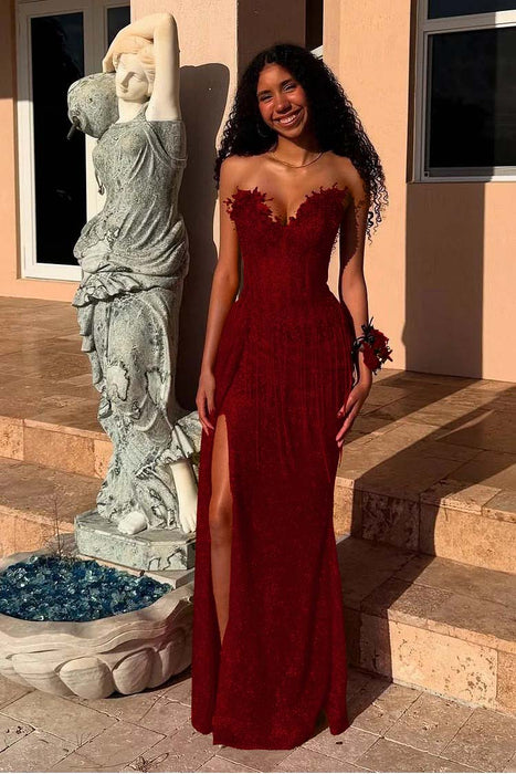 Sweetheart Mermaid Prom Dress Sequins Evening Dress with Side Split