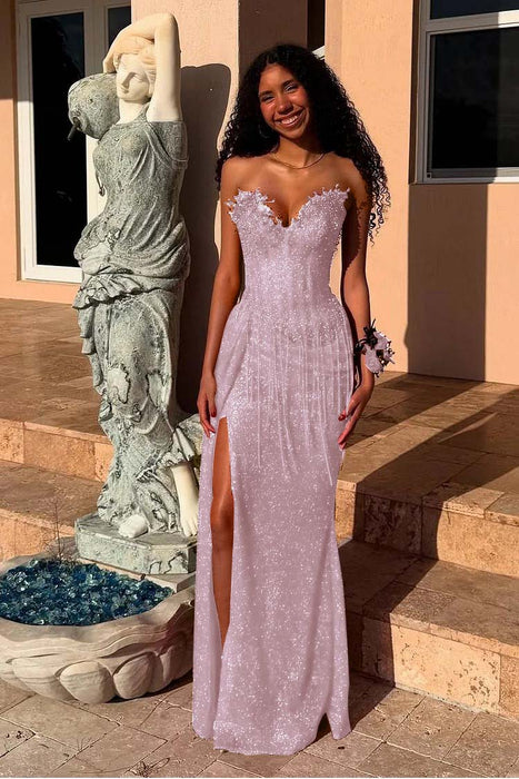 Sweetheart Mermaid Prom Dress Sequins Evening Dress with Side Split