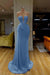 Stunning Strapless Prom Gown Adorned with Dusty Blue Sequins