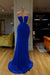 Stunning Strapless Prom Gown Adorned with Royal Blue Sequins