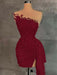 Strapless Sequins Sheath Prom Dress Tight Homecoming Dress Burgundy