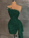 Strapless Sequins Sheath Prom Dress Tight Homecoming Dress Dark Green
