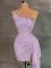 Strapless Sequins Sheath Prom Dress Tight Homecoming Dress Lilac