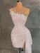 Strapless Sequins Sheath Prom Dress Tight Homecoming Dress Pink