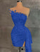 Strapless Sequins Sheath Prom Dress Tight Homecoming Dress Royal Blue